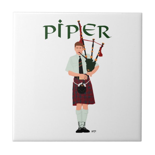 Bagpiper - Red Kilt Tile (Front)