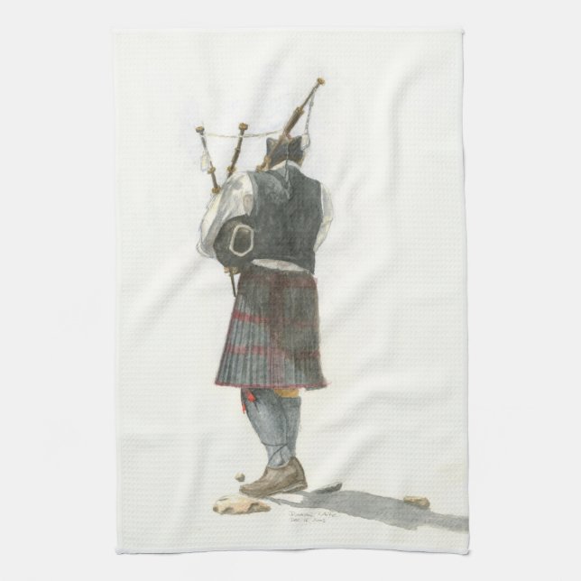 Bagpiper Tea Towel (Vertical)