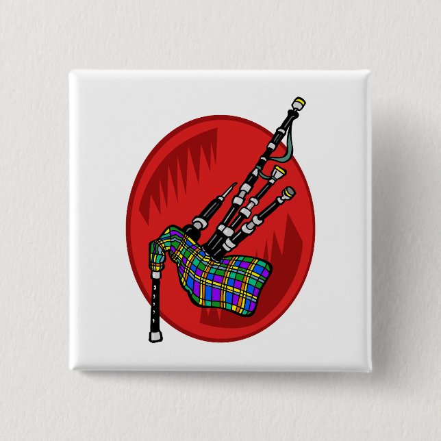 Bagpipes 15 Cm Square Badge (Front)