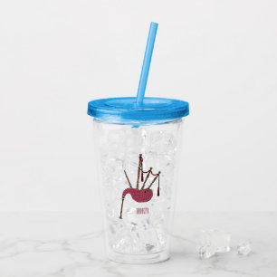 Bagpipes cartoon illustration  acrylic tumbler