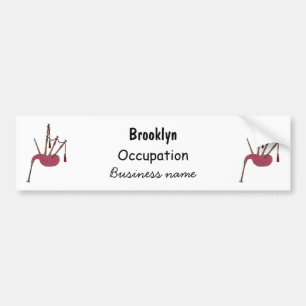 Bagpipes cartoon illustration bumper sticker