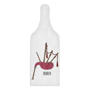 Bagpipes cartoon illustration cutting board