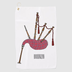 Bagpipes cartoon illustration  golf towel