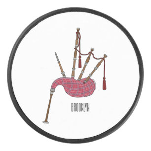 Bagpipes cartoon illustration  hockey puck