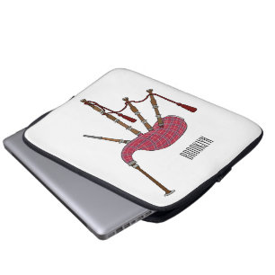 Bagpipes cartoon illustration  laptop sleeve