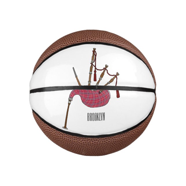 Bagpipes cartoon illustration  mini basketball (Front)