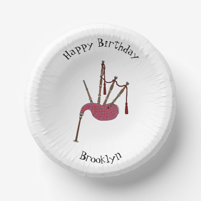 Bagpipes cartoon illustration paper plate (Front)