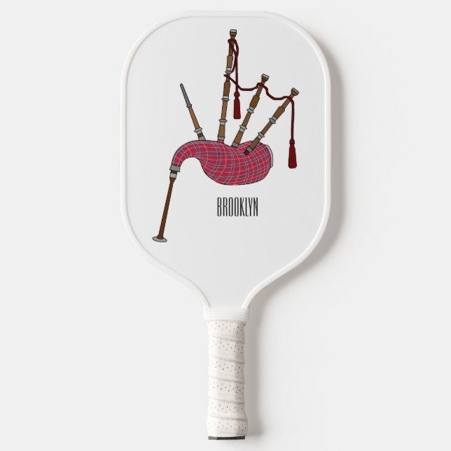 Bagpipes cartoon illustration  pickleball paddle (Front)