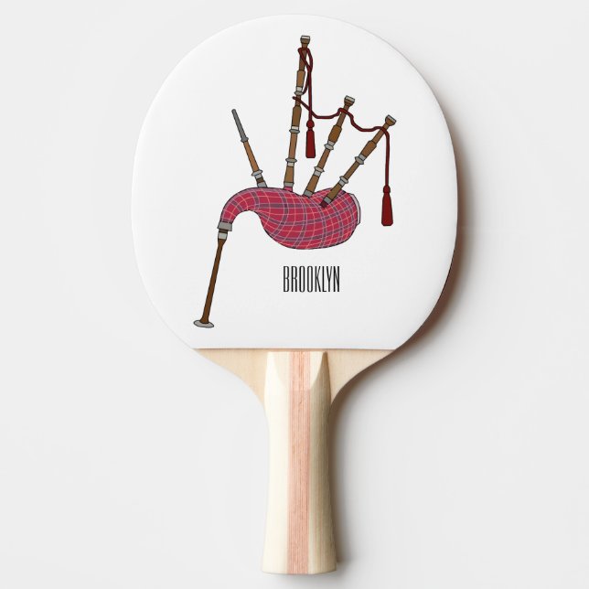 Bagpipes cartoon illustration  ping pong paddle (Front)