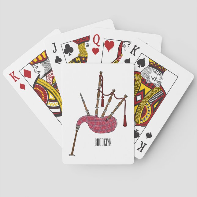 Bagpipes cartoon illustration  playing cards (Back)