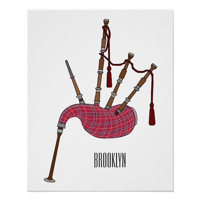 Bagpipes cartoon illustration  poster (Front)