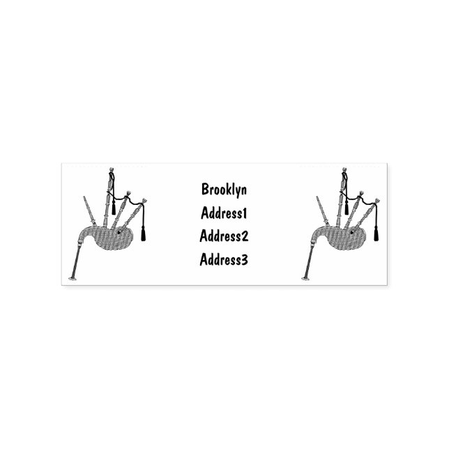 Bagpipes cartoon illustration rubber stamp (Imprint)