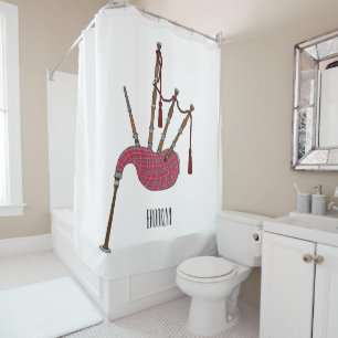 Bagpipes cartoon illustration shower curtain
