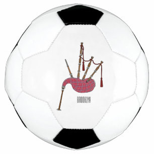 Bagpipes cartoon illustration  soccer ball