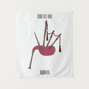 Bagpipes cartoon illustration tapestry