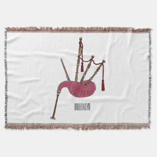 Bagpipes cartoon illustration  throw blanket