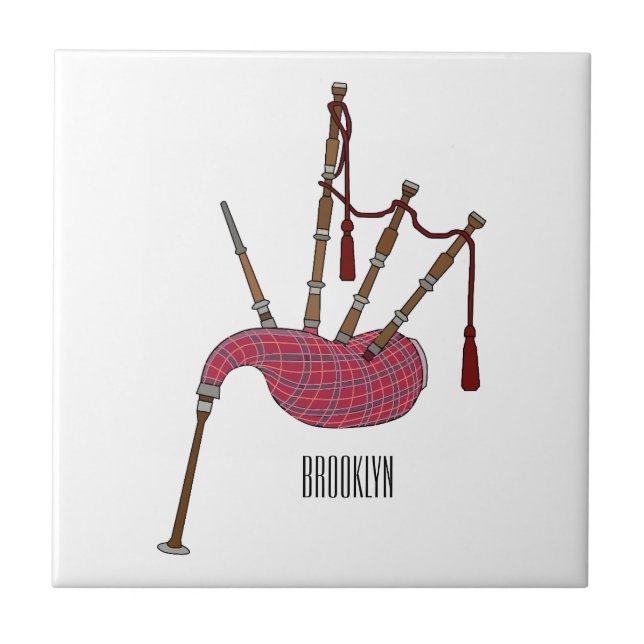 Bagpipes cartoon illustration  tile (Front)