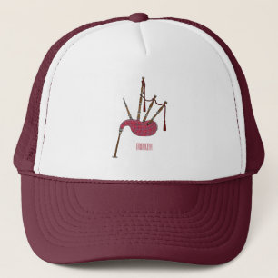 Bagpipes cartoon illustration  trucker hat