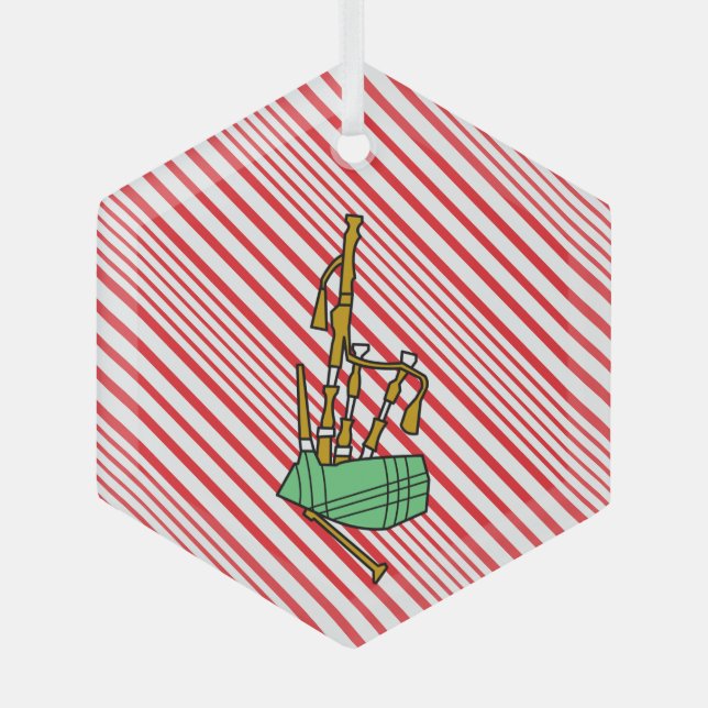 Bagpipes Glass Tree Decoration (Front)