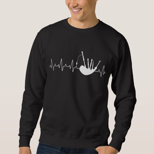 Bagpipes Heartbeat Musician Bagpipe Player Sweatshirt (Front)