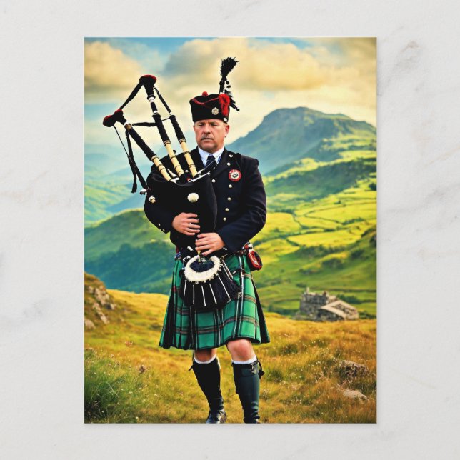 Bagpipes in Scotland, AI-generated, Postcard (Front)