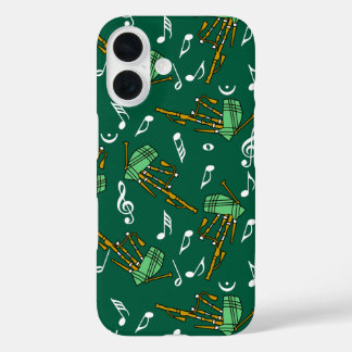 Bagpipes Music Note Pattern iPhone 16 Case