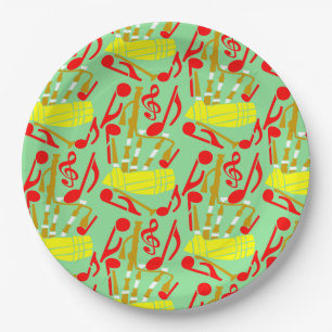 Bagpipes Music Notes Paper Plate