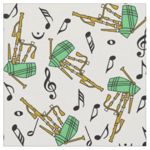 Bagpipes Music Notes Pattern Fabric