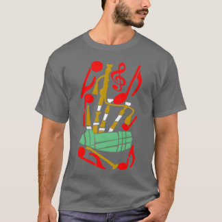 Bagpipes Red Music Notes friends T-Shirt
