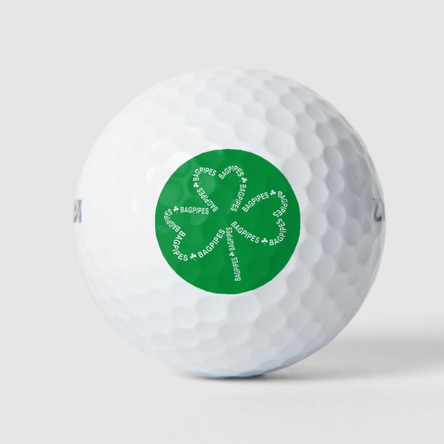 Bagpipes Text Shamrock  Golf Balls (Front)