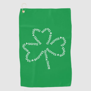 Bagpipes Text Shamrock  Golf Towel