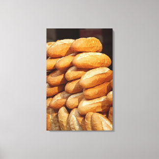 Baguette, bread, for sale in street by hawker. canvas print