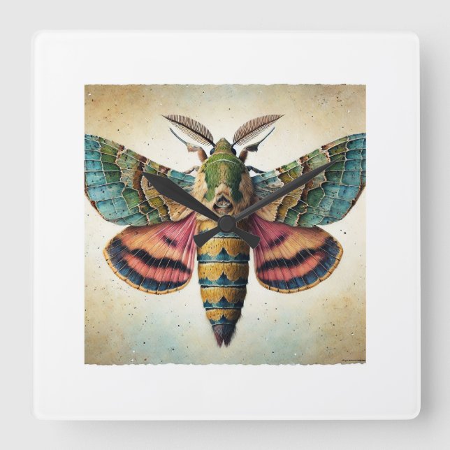 Bagworm Moth 260824IREF213 - Watercolor Square Wall Clock (Front)