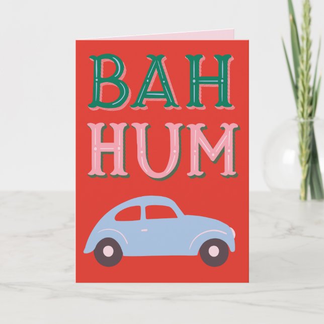Bah Hum Bug Folded Holiday Greeting Card (Front)