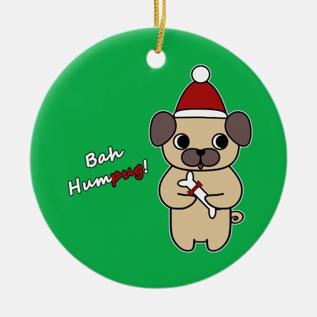 Bah Humbug! 1 Ceramic Tree Decoration (Front)