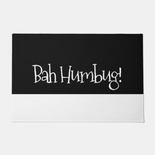 Bah humbug black and white doormat