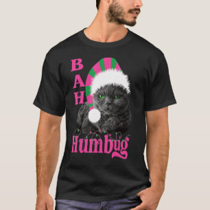 Bah Humbug Cat Santa Hat Christmas Holiday T-Shirt