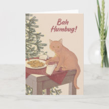 Bah Humbug Christmas Cat Blank Card