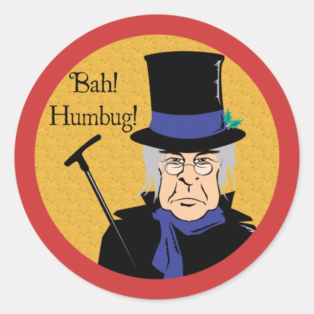 Bah! Humbug! Ebenezer Scrooge Classic Round Sticker (Front)