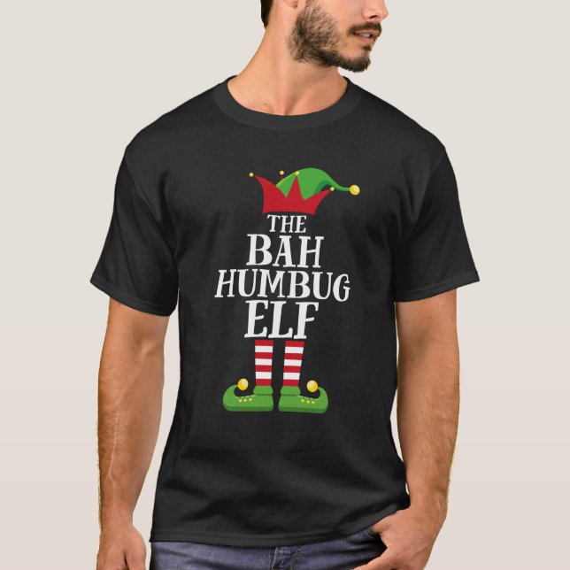 Bah Humbug Elf Family Matching Christmas Pajama T-Shirt (Front)