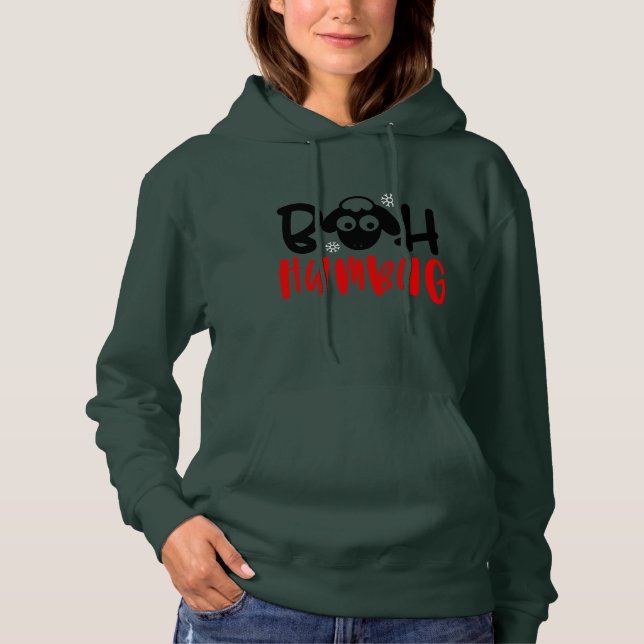 "Bah Humbug" Funny Christmas Hoodie with Sheep (Front)