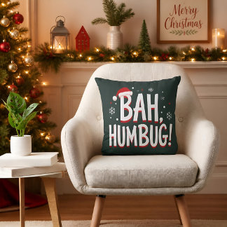 Bah Humbug Funny Sarcastic Grumpy Christmas Holida Cushion