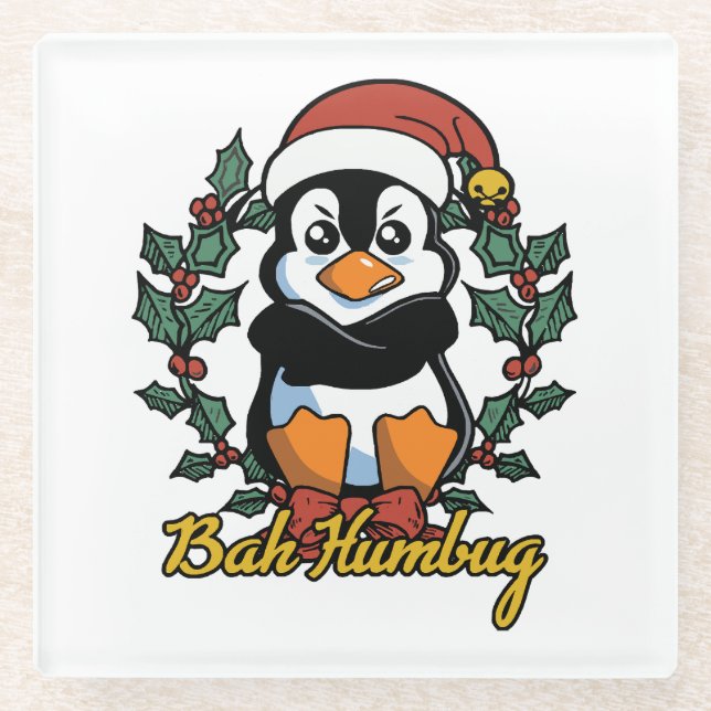 Bah Humbug Glass Coaster (Front)