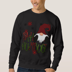 Bah Humbug Gnome Red Plaid Grumpy Holiday Christma Sweatshirt