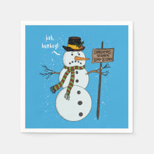 Bah Humbug Grumpy Christmas Snowman Introvert Napkin