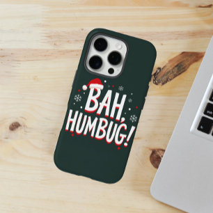 BAH, HUMBUG! in bold with small red Santa hat iPhone 16 Pro Case