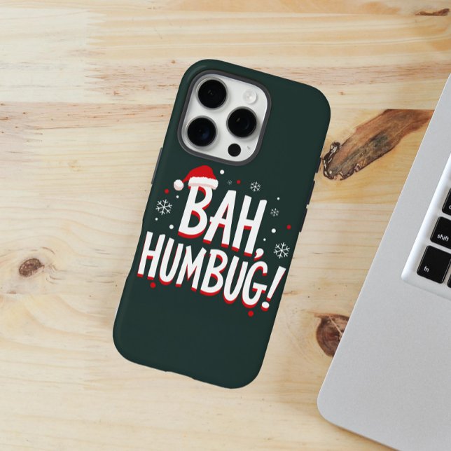 BAH, HUMBUG! in bold with small red Santa hat Case-Mate iPhone Case (Creator Uploaded)