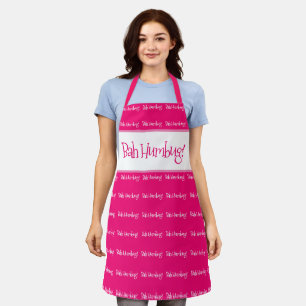 Bah humbug pink christmas woman's apron