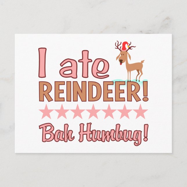 Bah Humbug Reindeer postcard (Front)