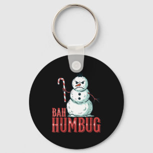 Bah Humbug Santa Hat Angry Snowman Sarcastic Chris Key Ring